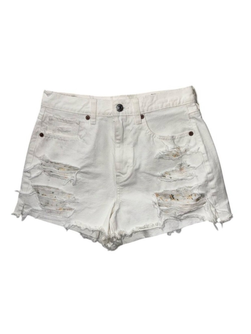 American Eagle Womens Super High Rise Mom Shorts White Size 6 Distressed Raw NWT
